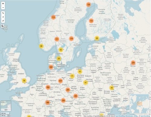 Anzeige von verknüpften Bildern auf einer Landkarte